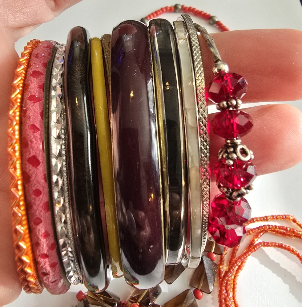 Jewelry lot of bracelets vintage to new bangle stretch silver tone gold tone